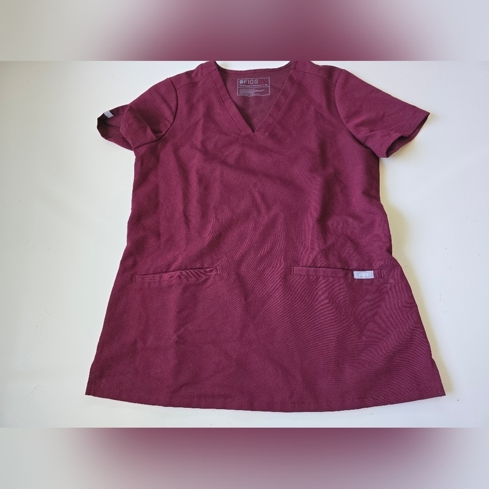 Figs Burgundy Casma Scrub Top XS